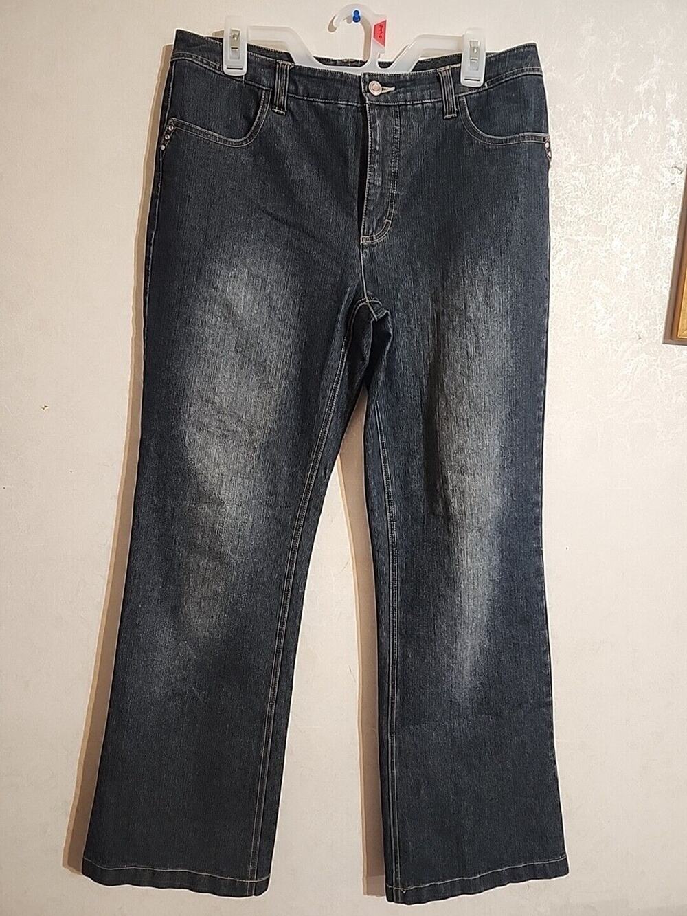 French Cuff Womens Denim Dark Wash Jeans Mid-Rise Straight Leg sz 12